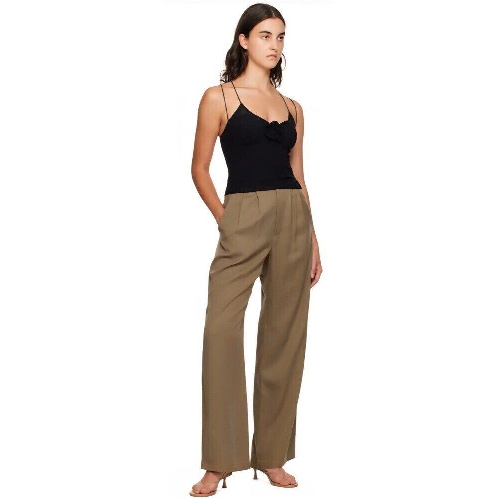 NEW Reformation Womens 4 Mushroom Pleated High Rise Wide Leg Mason Pant